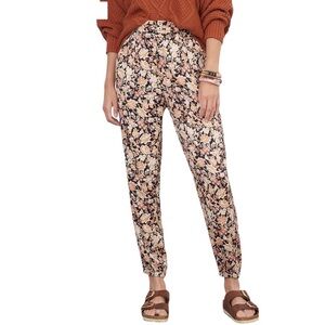 Anthropologie satin floral cinched zipper ankle pants size 8 excellent condition